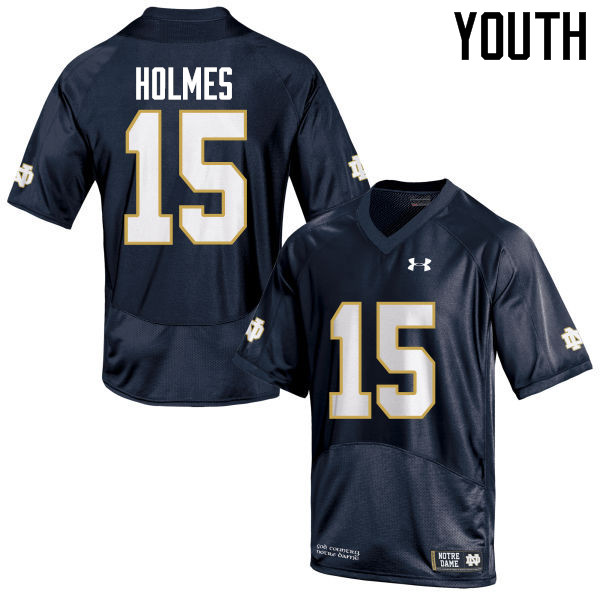 Youth #15 C.J. Holmes Notre Dame Fighting Irish College Football Jerseys-Navy Blue